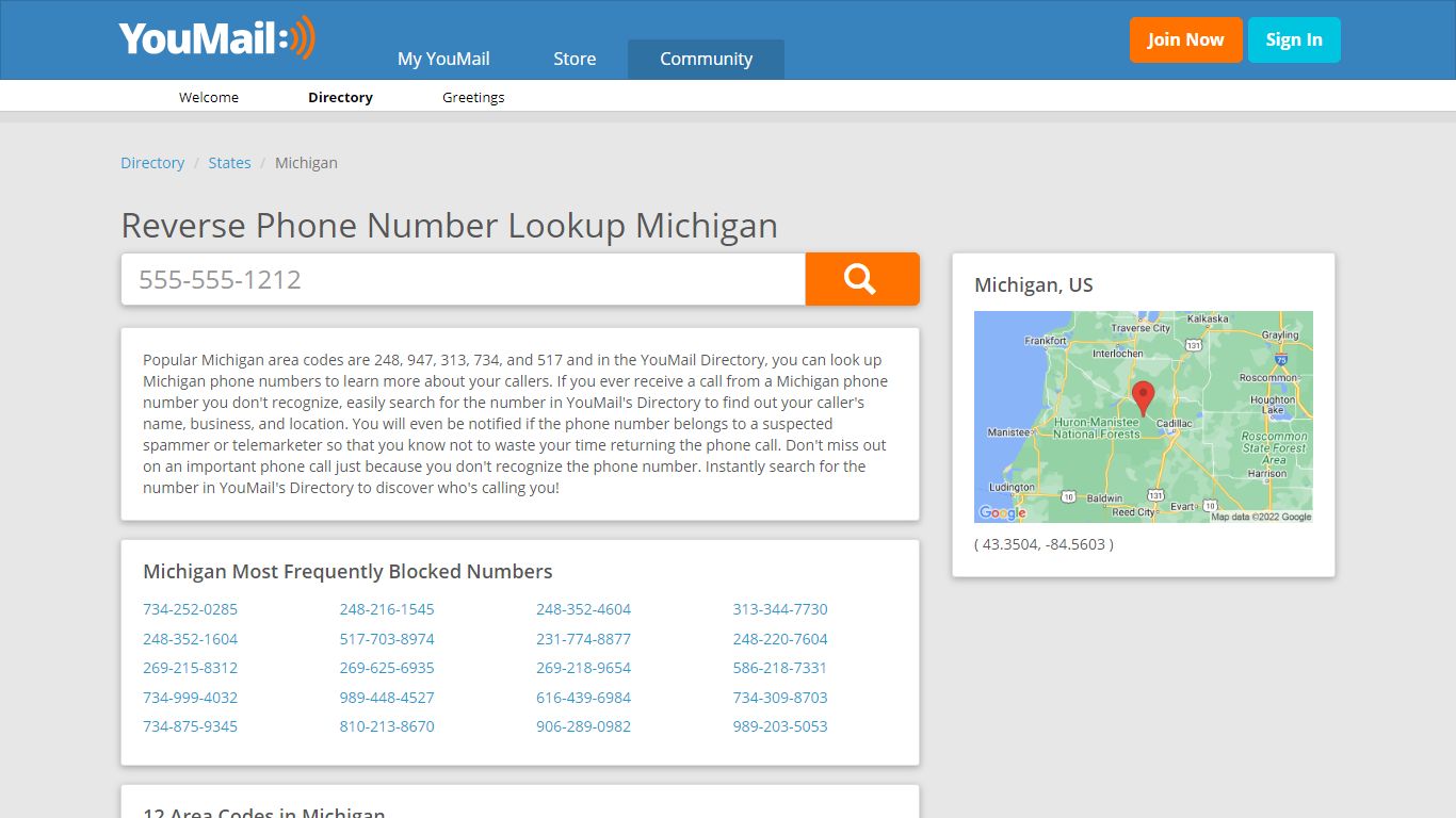 Michigan Phone Numbers - Reverse Phone Number Lookup MI | YouMail